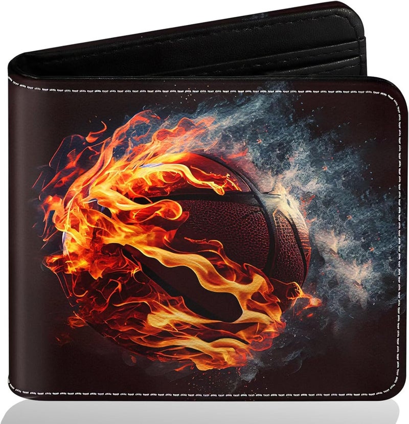 ZHIMEBYE Boys Wallet for Teens, Cool Kids Wallet Basketball for Boys Ages 8-10 9-12 11-15, Funny Leather Bifold Rfid Blocking, Coin Pocket Id Window for Teen Men Youth Guys Birthday Christmas Gifts - Image 1